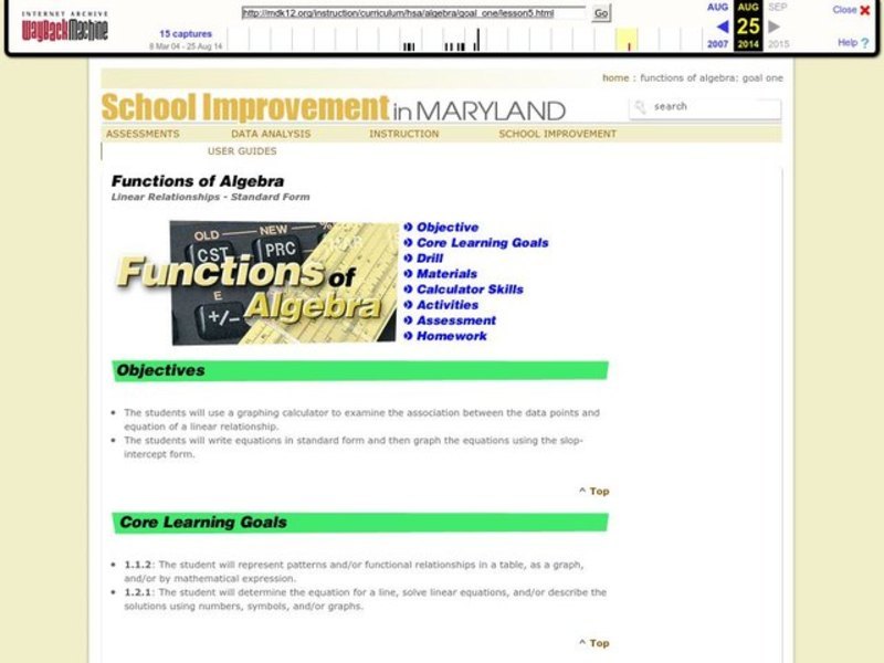 Linear Relationships - Standard Form Lesson Plan