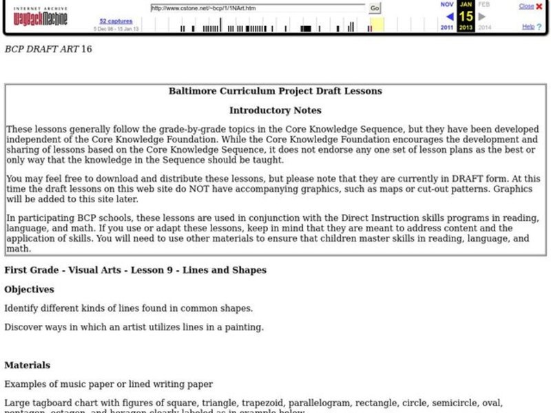 Lines and Shapes Lesson Plan