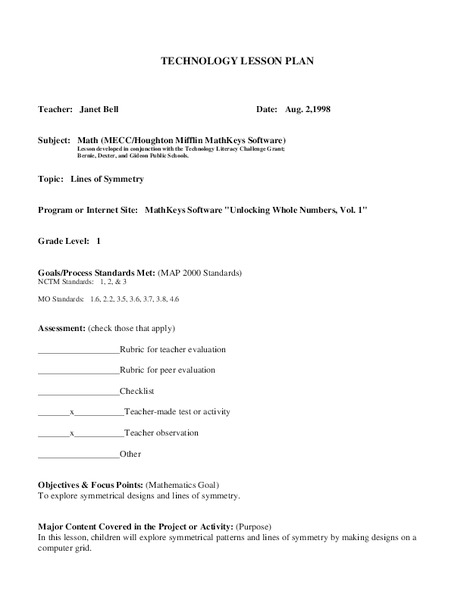 Lines of Symmetry Lesson Plan