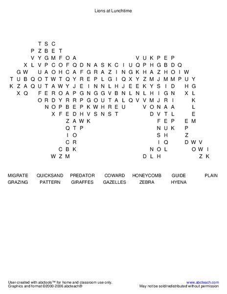 Lions at Lunchtime Worksheet