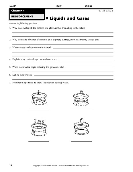 Liquids and Gases Worksheet