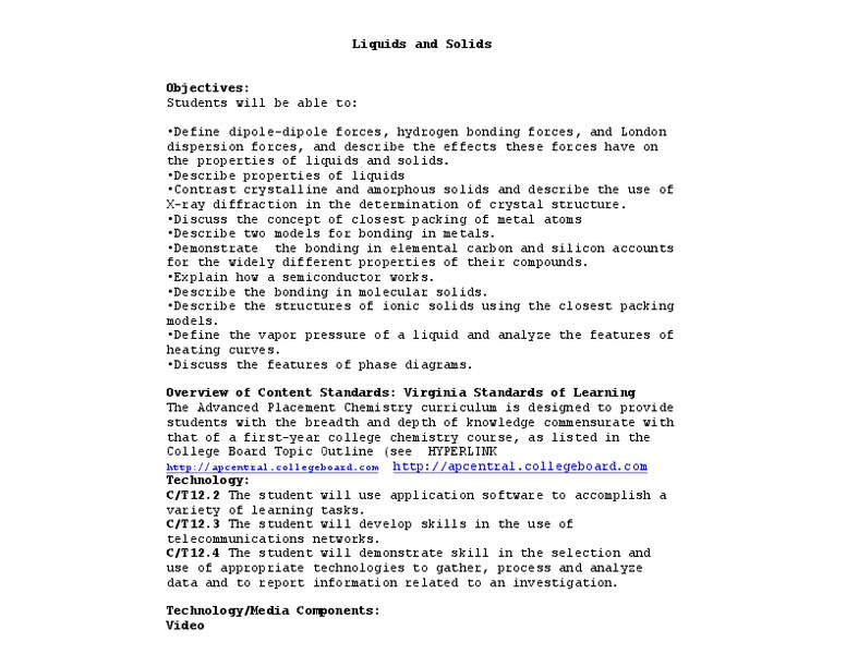 Liquids and Solids Lesson Plan