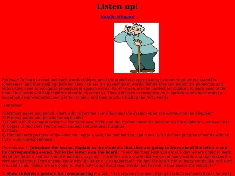 Listen Up! Lesson Plan