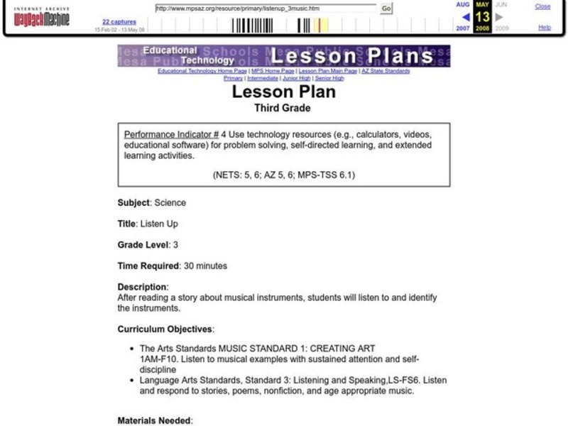 Listen Up Lesson Plan
