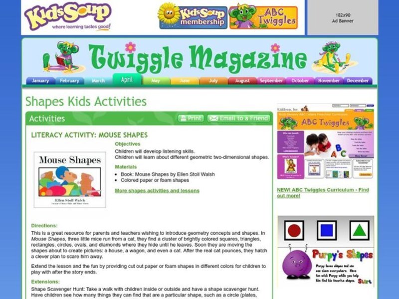 Literacy Activity: Mouse Shapes Lesson Plan