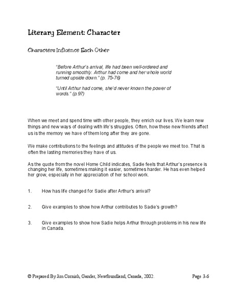 Literary Element: Character Lesson Plan