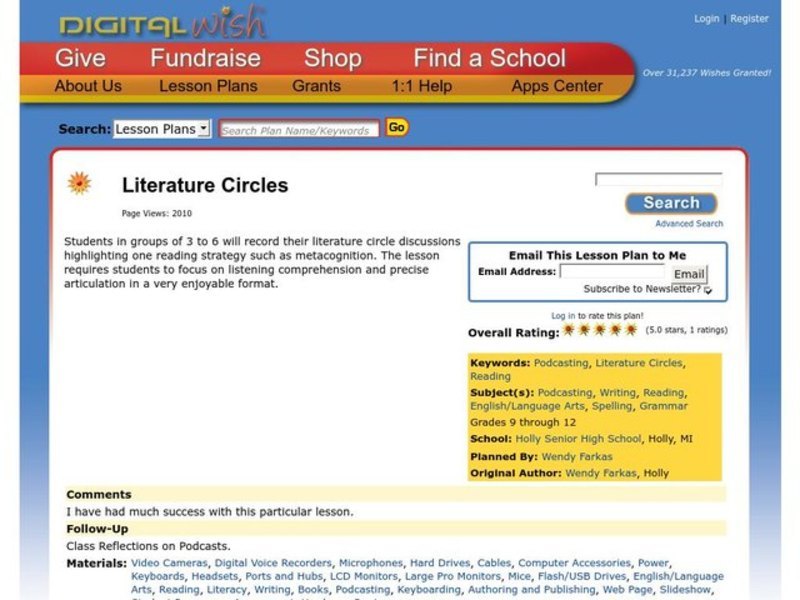 Literature Circles Lesson Plan