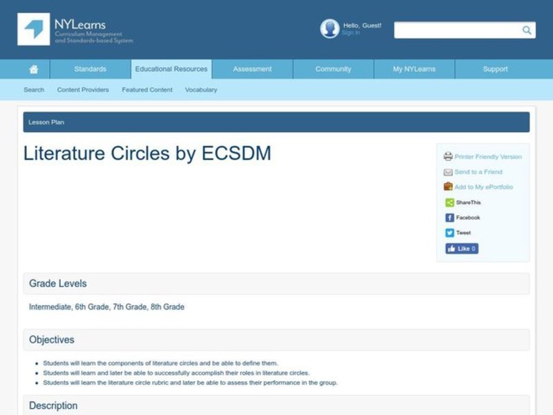 Literature Circles Lesson Plan