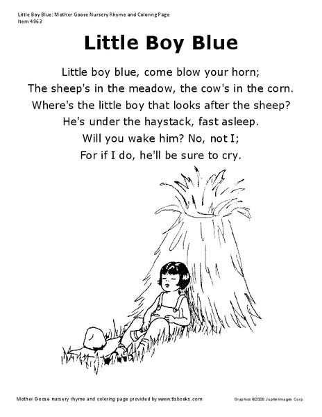 Little Boy Blue Worksheet