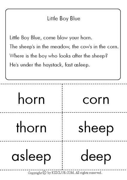 Little Boy Blue Worksheet