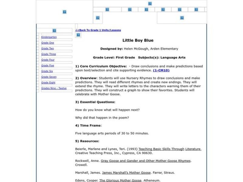Little Boy Blue Lesson Plan