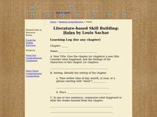 Literature-based Skill Building: Holes by Louis Sachar Worksheet