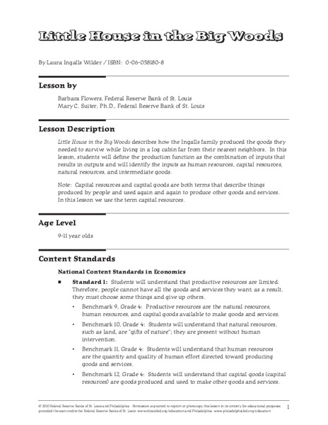 Little House In the Big Woods Lesson Plan