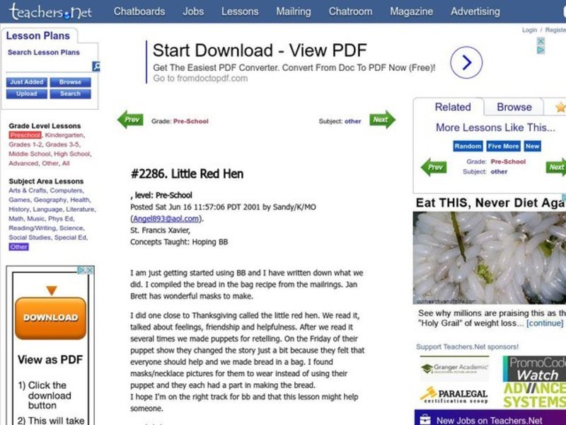 Little Red Hen Lesson Plan