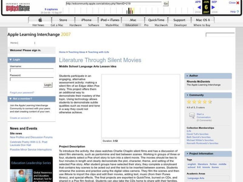 Literature Through Silent Movies Lesson Plan