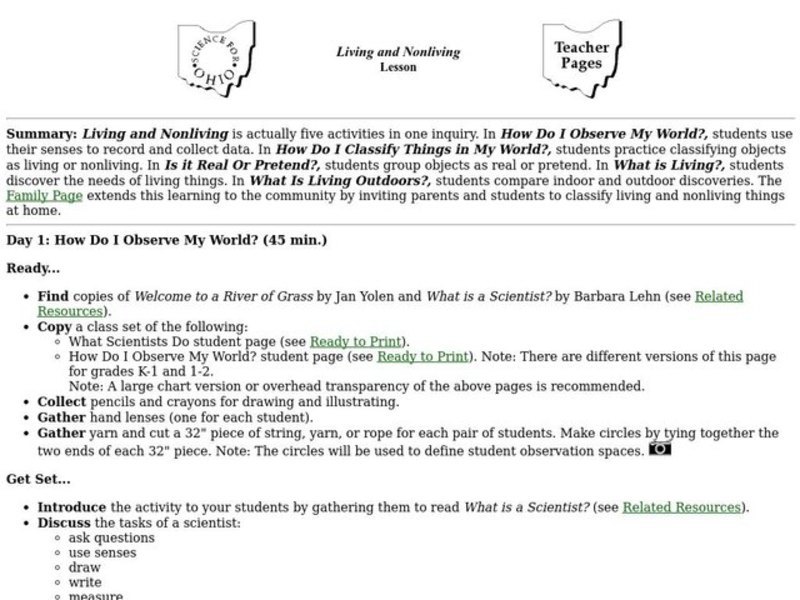 Living and Nonliving Lesson Plan