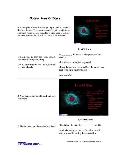 Lives of Stars Lesson Plan