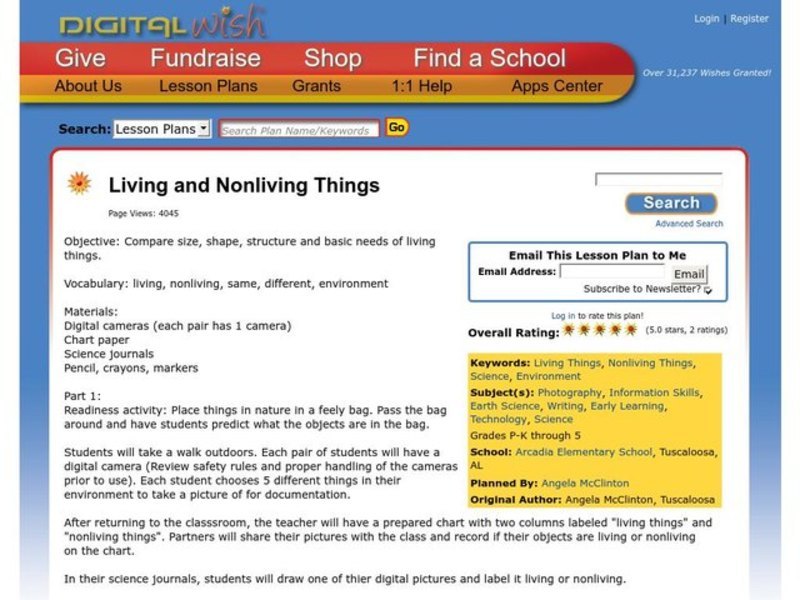 Living and Nonliving Things Lesson Plan