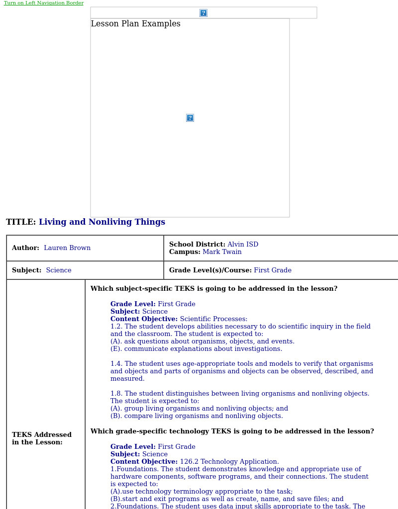Living and Nonliving Things Lesson Plan