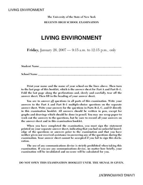 Living Environment Lesson Plan