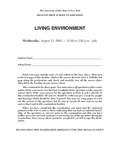 Living Environment Lesson Plan