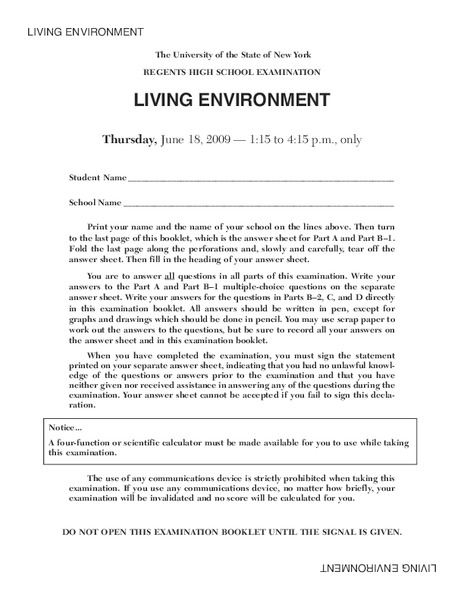 Living Environment Lesson Plan