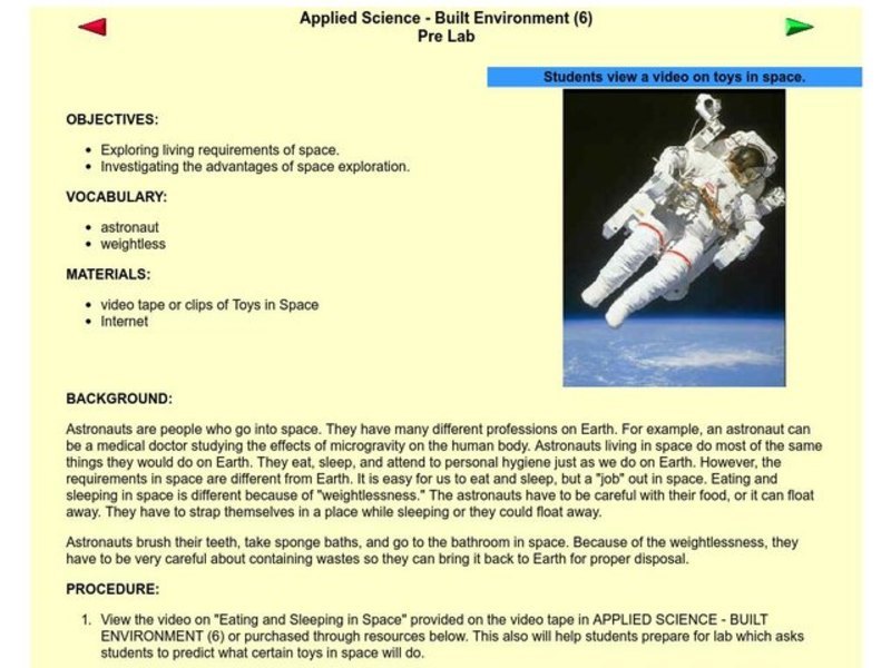 Living in Space Lesson Plan