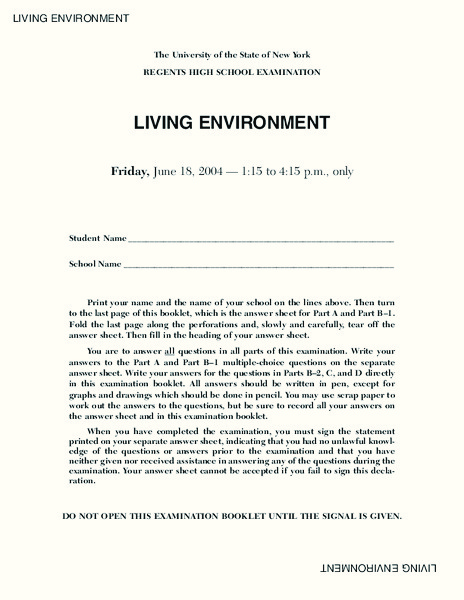 Living Environment Lesson Plan