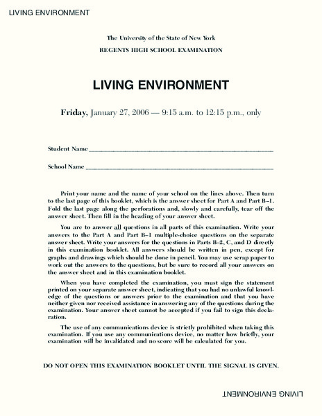 Living Environment Lesson Plan
