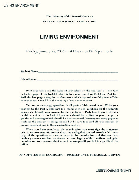 Living Environment Lesson Plan