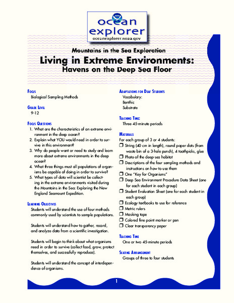 Living in Extreme Environments Lesson Plan