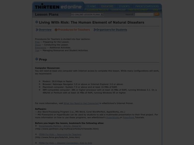Living With Risk: The Human Element of Natural Disasters Lesson Plan