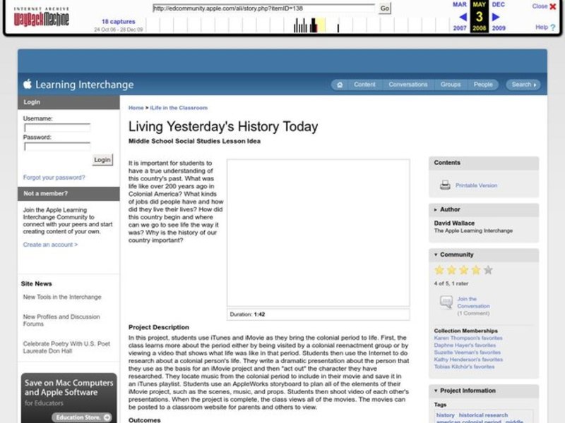 Living Yesterday's History Today Lesson Plan