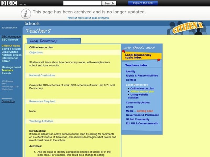 Local Democracy Lesson Plan