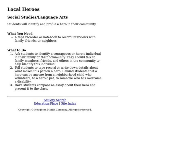 Local Heroes Lesson Plan