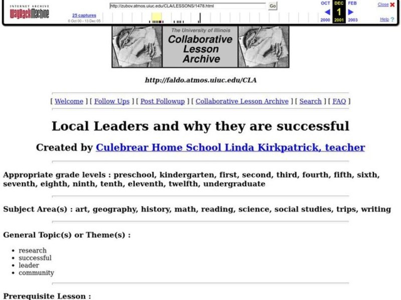 Local Leaders and Why They Are Successful Lesson Plan