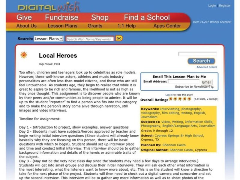 Local Heroes Lesson Plan