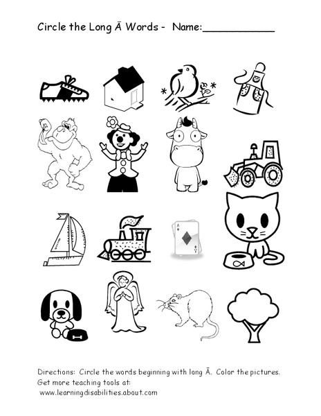 Long A Words Worksheet
