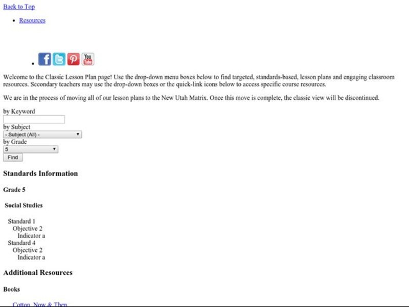 King Cotton Lesson Plan