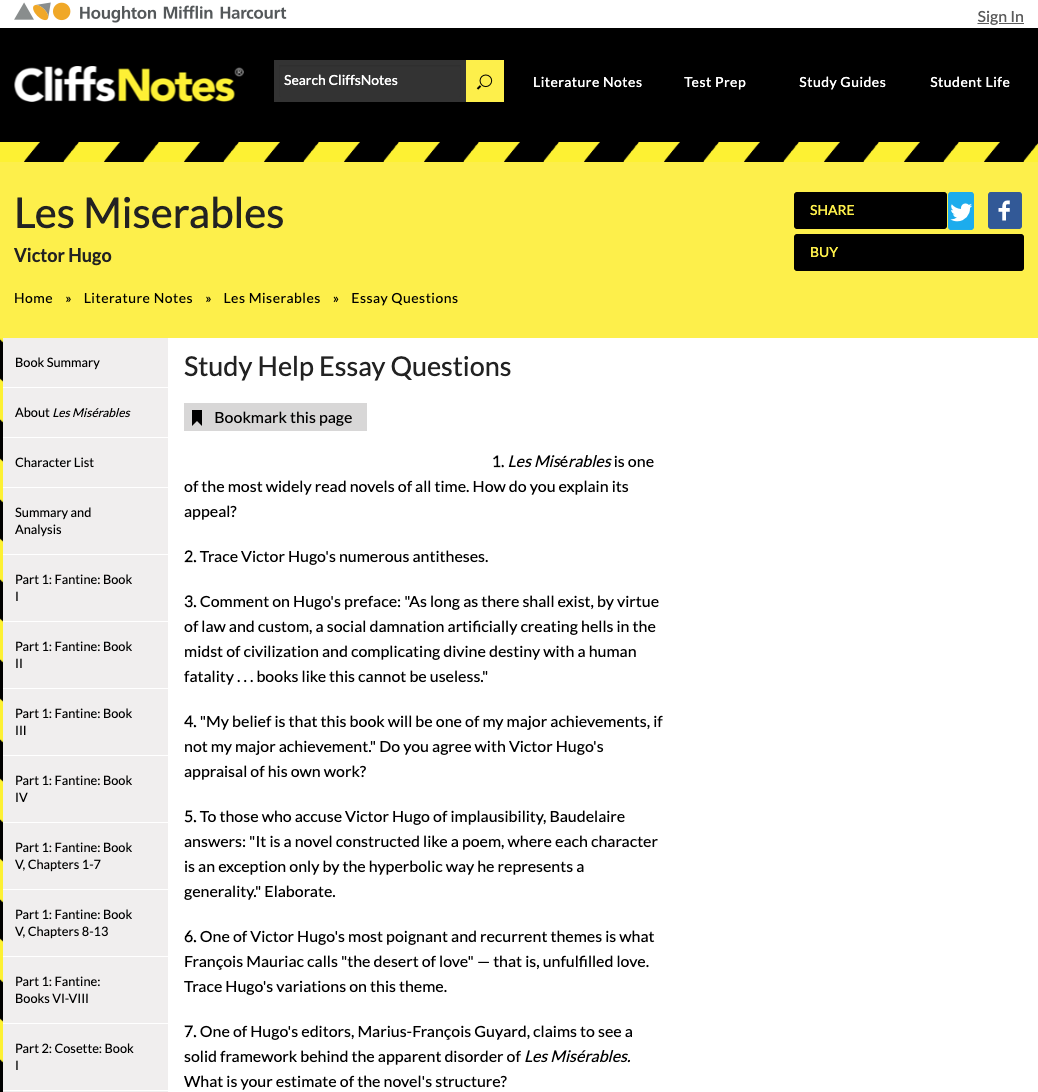 Les Miserables Study Help Essay Questions Writing