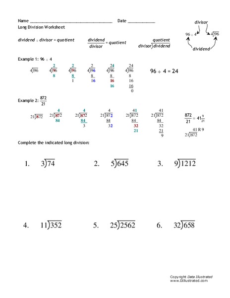 Long Division Worksheet Worksheet