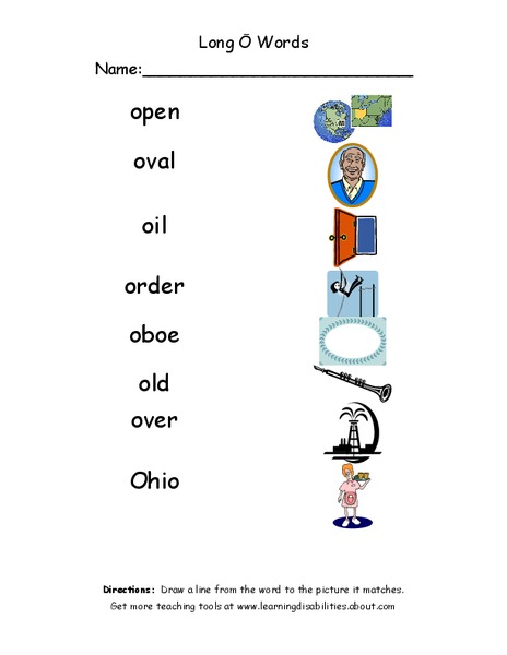 Long O Words Worksheet