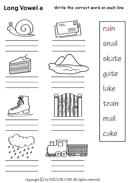 Long Vowel A Worksheet