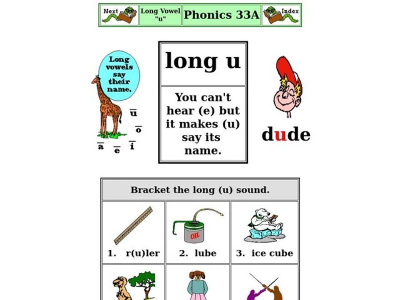 Long Vowel "U" Worksheet