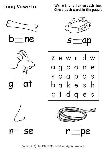 Long Vowel O Worksheet