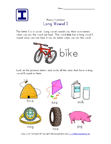 Long Vowel I Worksheet