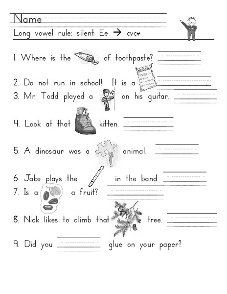 Long Vowel rule: Silent Ee Worksheet