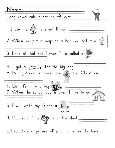 Long Vowel Rule: Silent Ee Worksheet