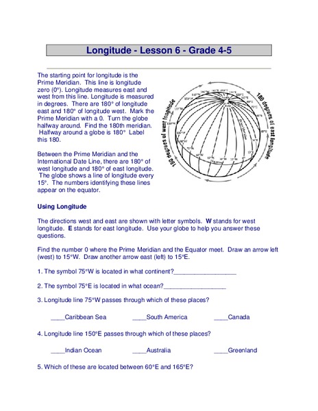 Longitude Worksheet