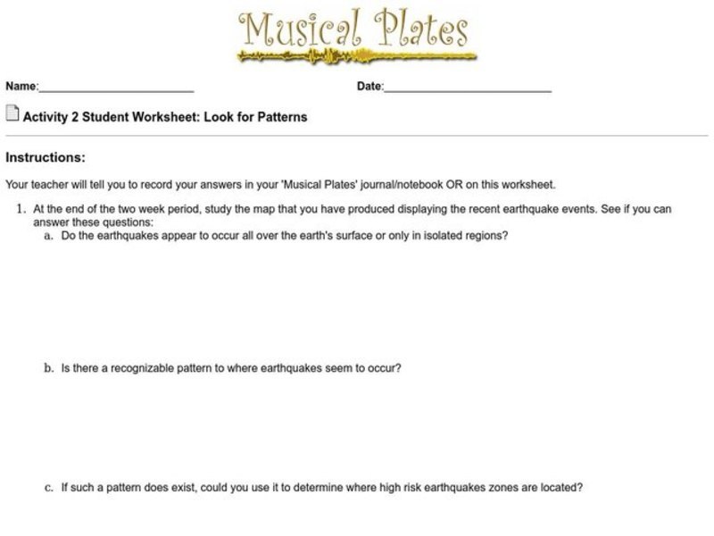 Look for Patterns Worksheet